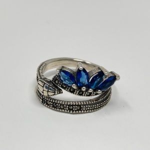 Snake ring sterling silver 925 for women with small zirconia